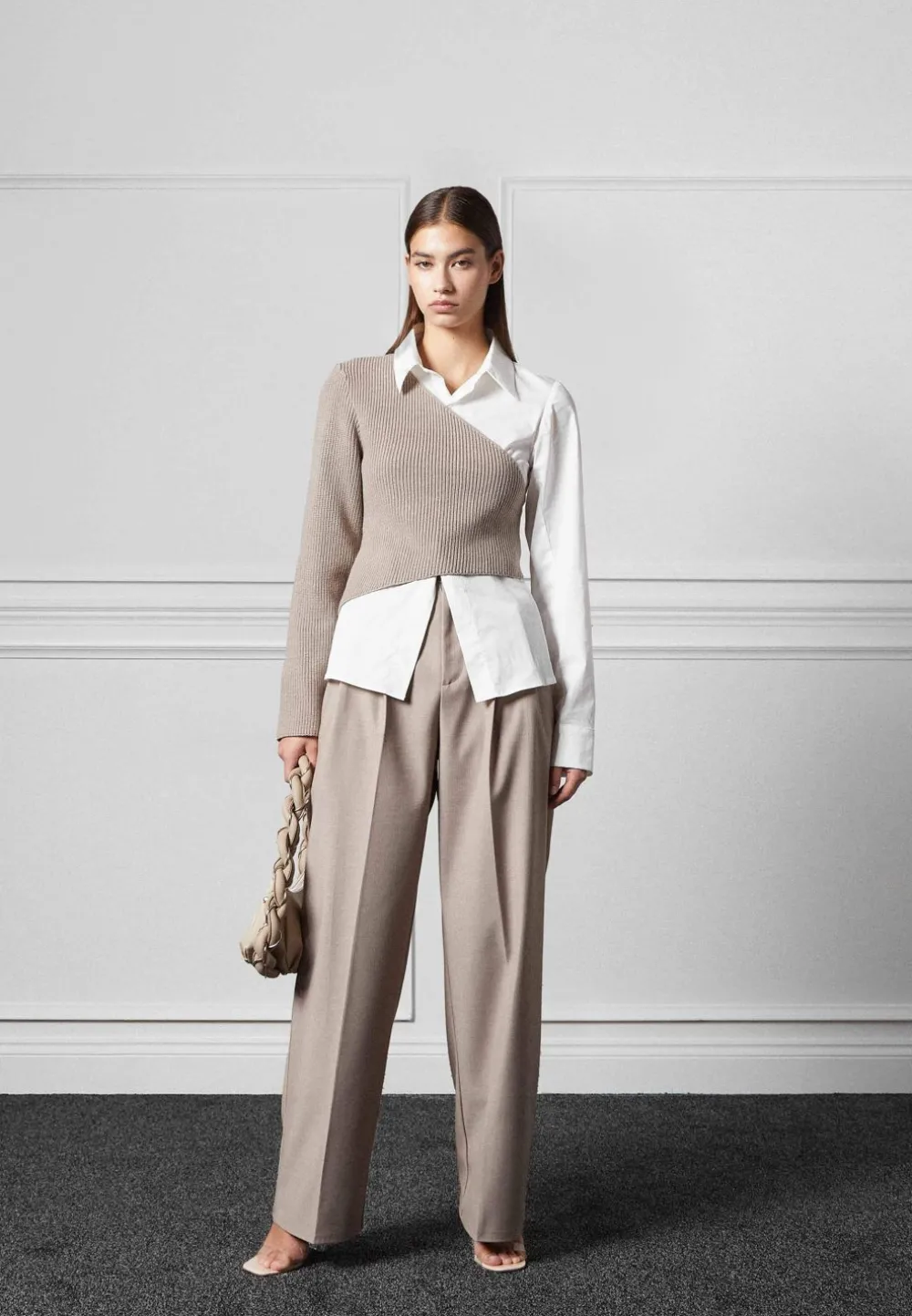 Asymmetric Knitted Overlay Shirt