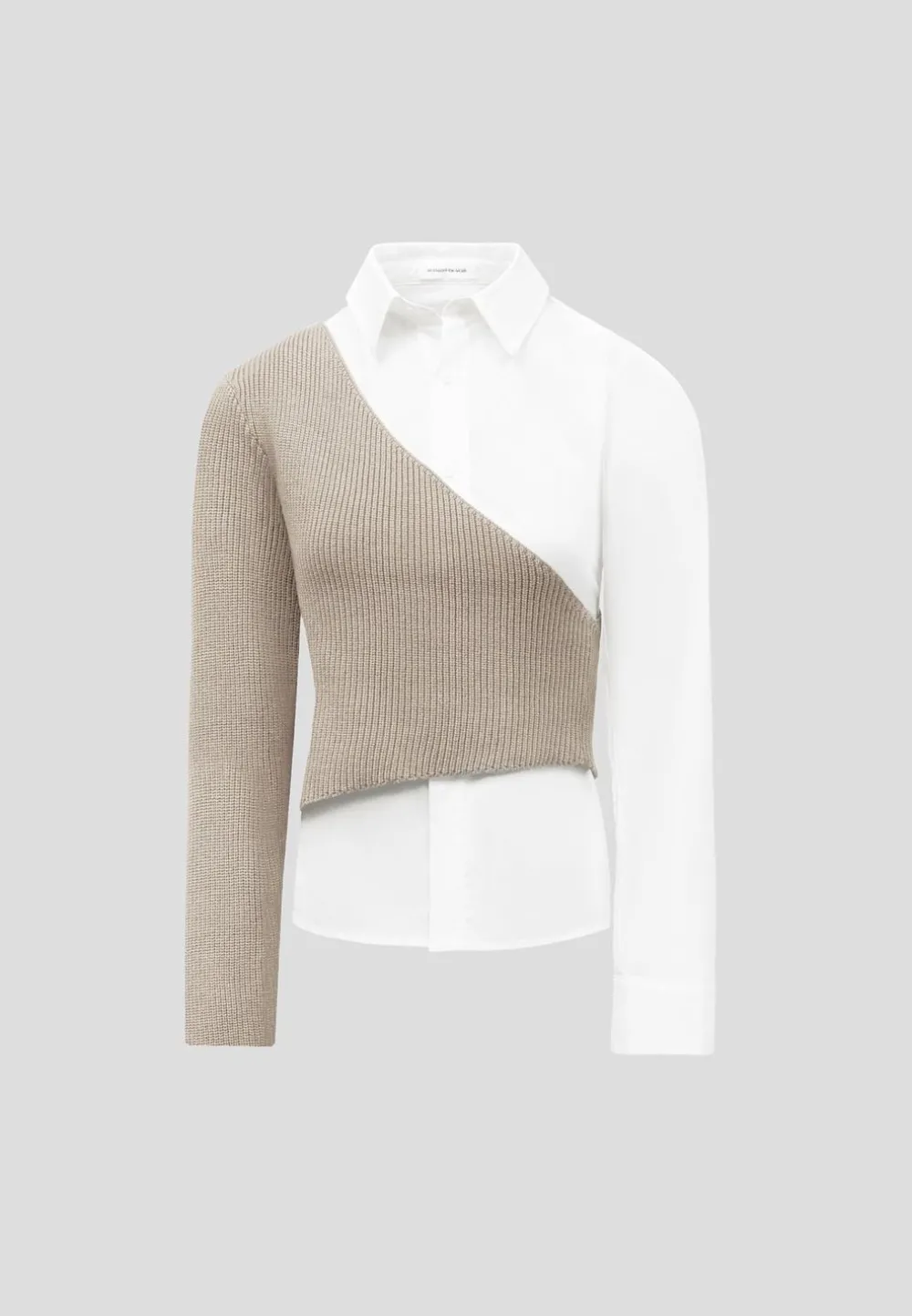 Asymmetric Knitted Overlay Shirt
