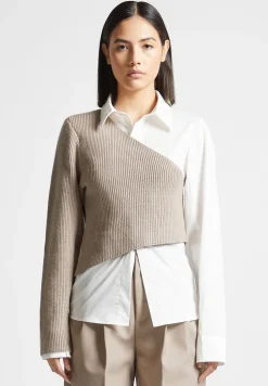 Asymmetric Knitted Overlay Shirt