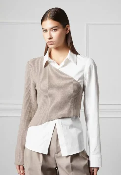 Asymmetric Knitted Overlay Shirt