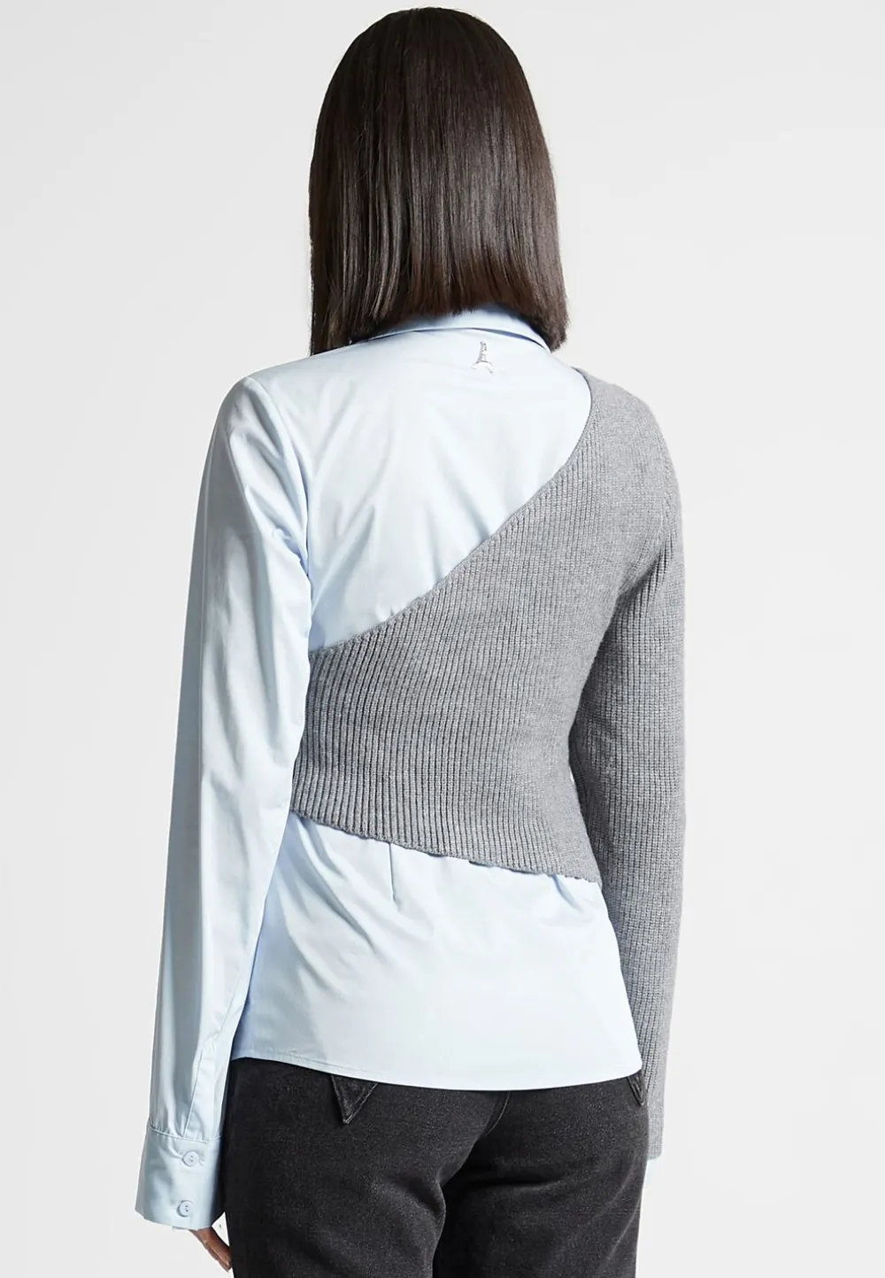 Asymmetric Knitted Overlay Shirt