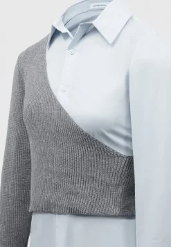 Asymmetric Knitted Overlay Shirt