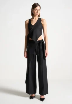 Asymmetric Tailored Waistcoat With Tie