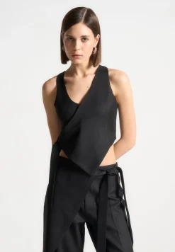 Asymmetric Tailored Waistcoat With Tie