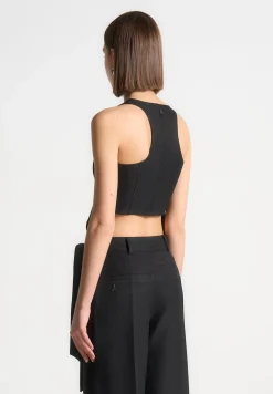 Asymmetric Tailored Waistcoat With Tie