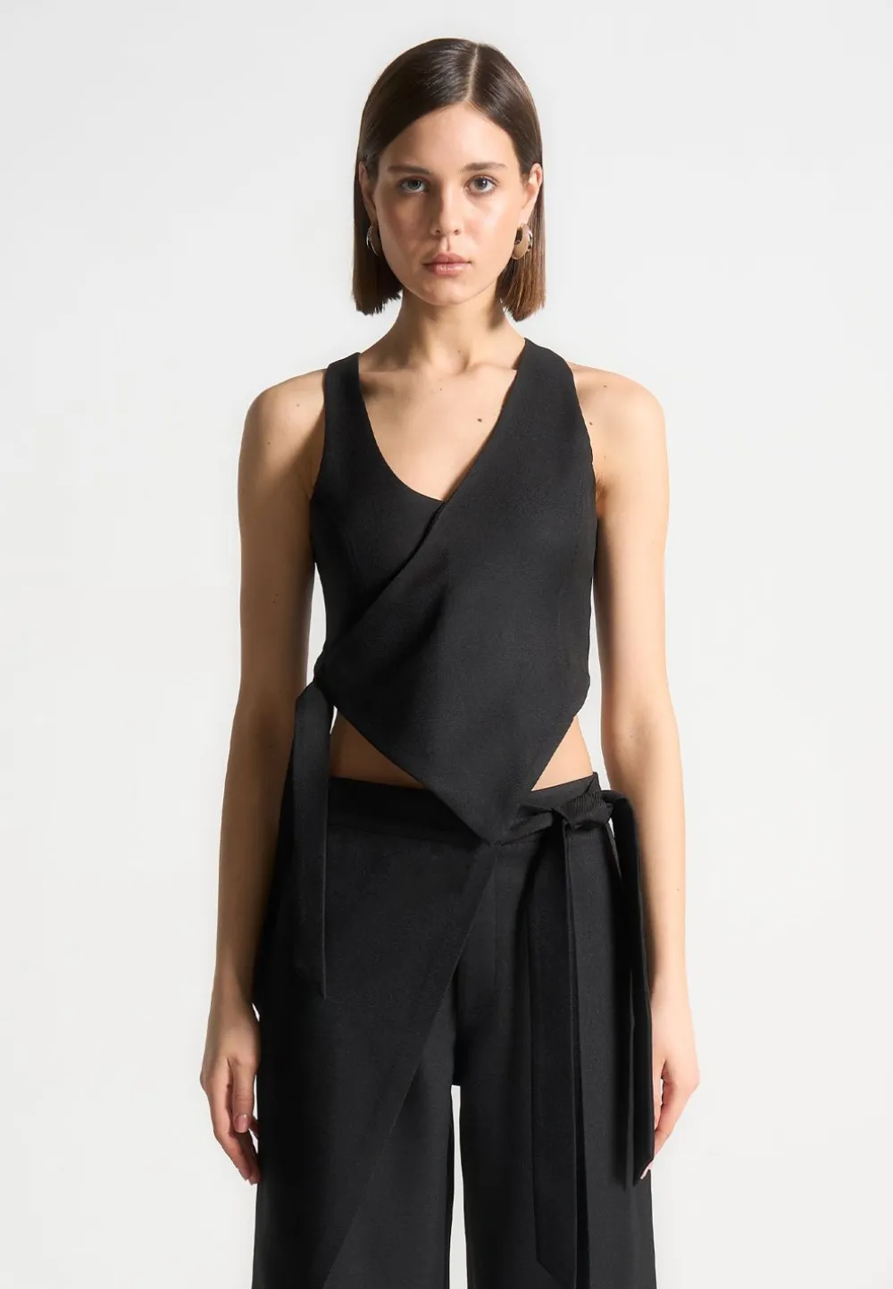 Asymmetric Tailored Waistcoat With Tie