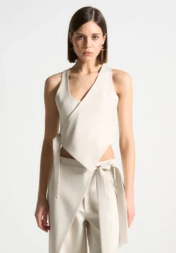 Asymmetric Tailored Waistcoat With Tie