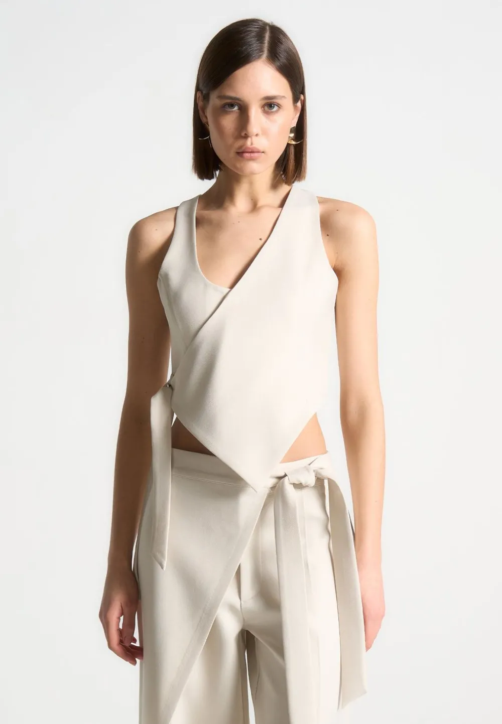 Asymmetric Tailored Waistcoat With Tie