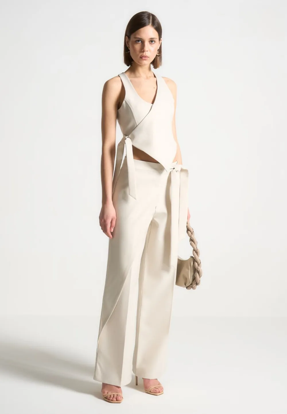 Asymmetric Tailored Waistcoat With Tie