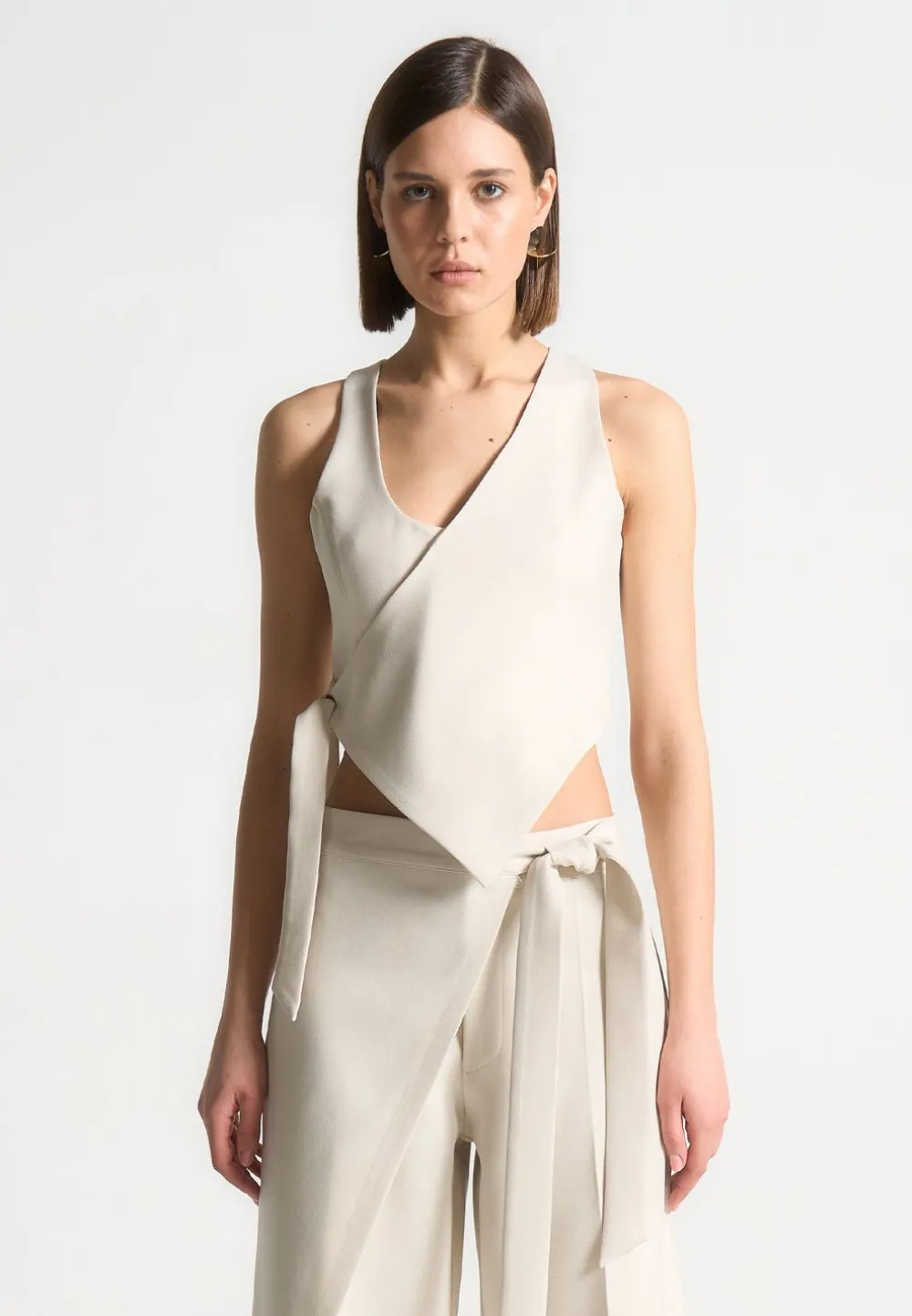 Asymmetric Tailored Waistcoat With Tie