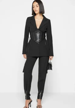 Blazer With Vegan Leather Corset