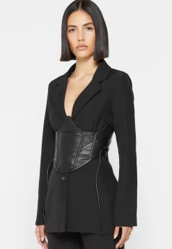 Blazer With Vegan Leather Corset