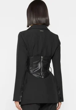 Blazer With Vegan Leather Corset