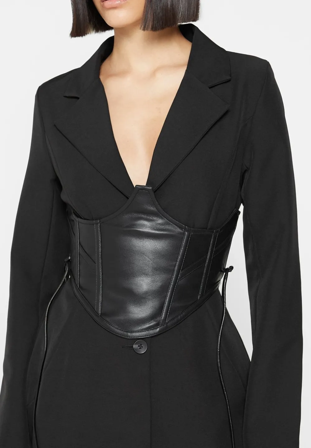 Blazer With Vegan Leather Corset