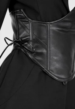 Blazer With Vegan Leather Corset