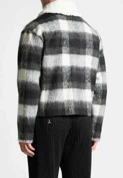 Boxy Check Jacket With Borg Collar