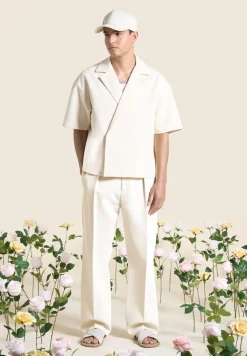 Boxy Twill Double Breasted Shirt