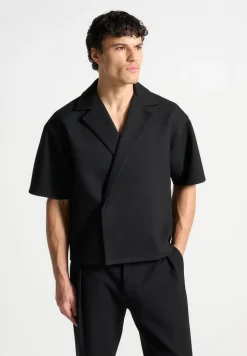 Boxy Twill Double Breasted Shirt