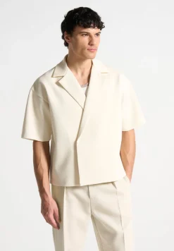 Boxy Twill Double Breasted Shirt