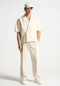 Boxy Twill Double Breasted Shirt