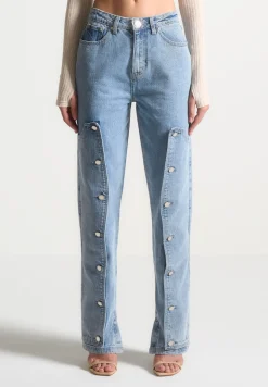 Button Down Overlay Mom Jeans