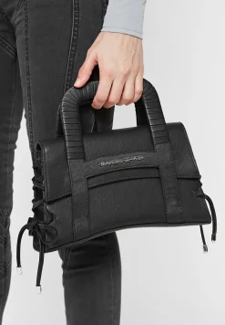 Caged Vegan Leather Lace Up Bag