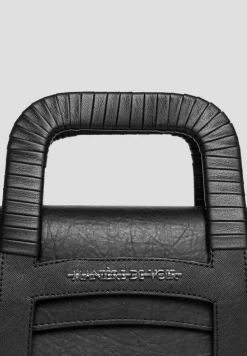 Caged Vegan Leather Lace Up Bag