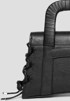 Caged Vegan Leather Lace Up Bag