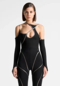Chrome Piped Contour Bodysuit