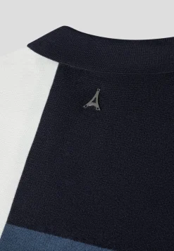 Colour Block Knit Revere Polo Top