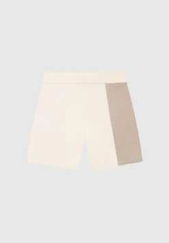 Colour Block Knit Shorts - Black/Beige