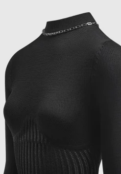 Contour Knit Bodysuit With Chain