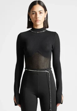 Contour Knit Bodysuit With Chain