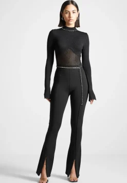 Contour Knit Bodysuit With Chain