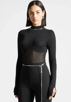 Contour Knit Bodysuit With Chain