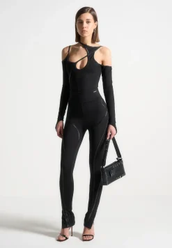 Contrast Asymmetric Bodysuit
