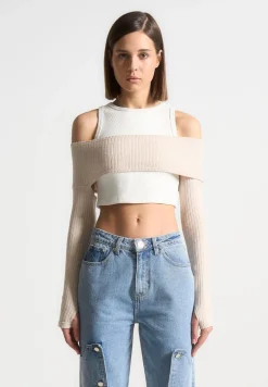 Crop Top With Knitted Overlay