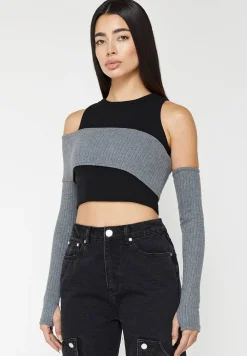 Crop Top With Knitted Overlay