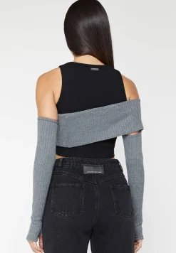 Crop Top With Knitted Overlay