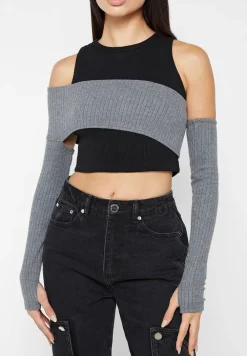 Crop Top With Knitted Overlay