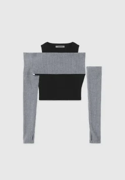 Crop Top With Knitted Overlay