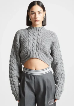 Cropped Cable Knit Jumper