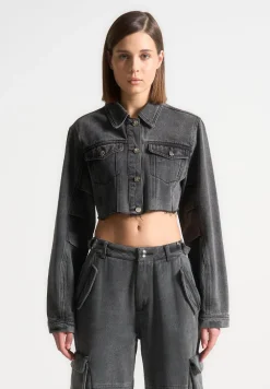 Cropped Tacked Sleeve Jacket