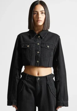 Cropped Tacked Sleeve Jacket
