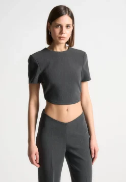 Curved Hem Backless Top With Tie