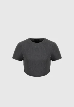 Curved Hem Backless Top With Tie