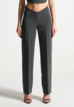 Curved Waist Tailored Trousers