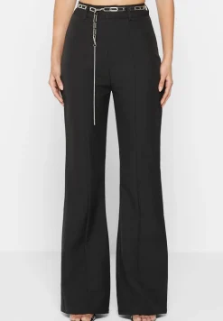 Cut Out Flared Trousers With Chain Belt