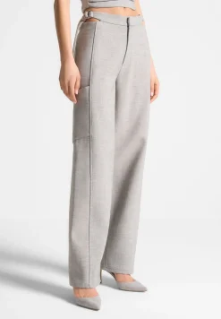 Cut Out Melange Tailored Trousers