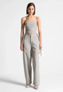 Cut Out Melange Tailored Trousers